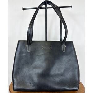 Vintage 90's Norm Thompson Black Large Leather Shoulder Bag  Laptop Handbag